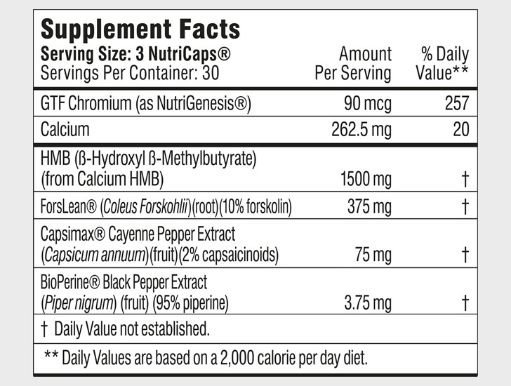 Burn Lab Pro Fat Burner Ingredients Label