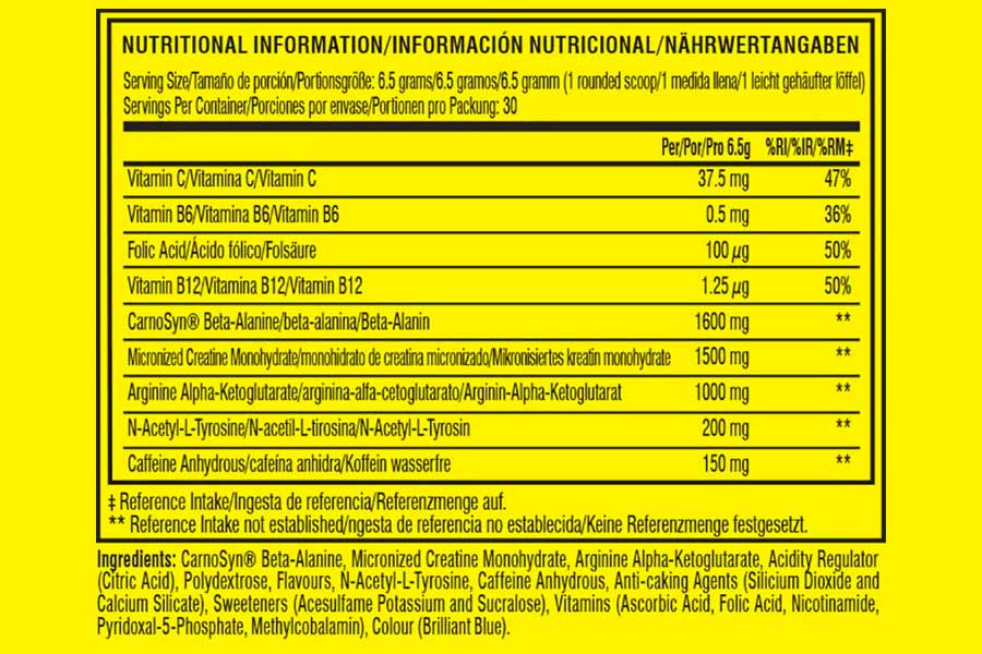 The Cellucor C4 Original Pre Workout ingredients formula, shown on Amazon.co.uk at the time of writing