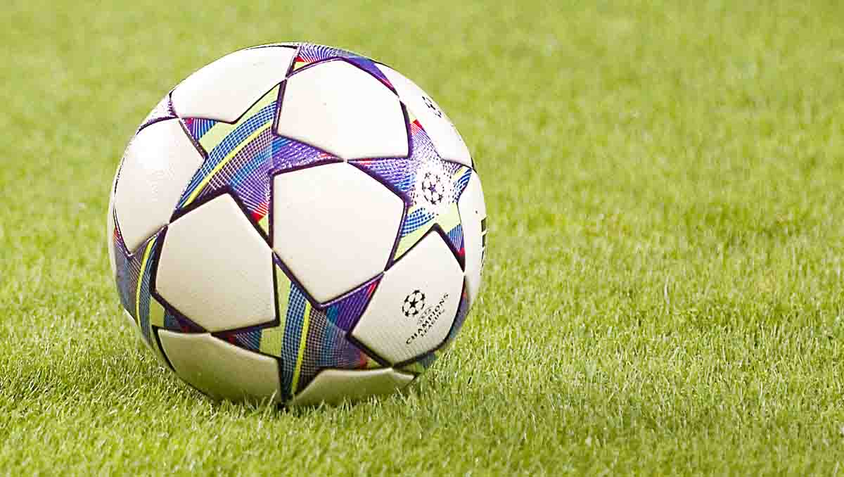 Champions League ball on pitch