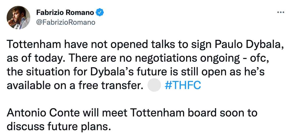 Paulo Dybala Tottenham