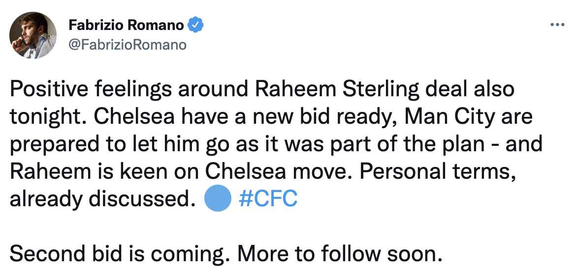 Sterling Chelsea FC news